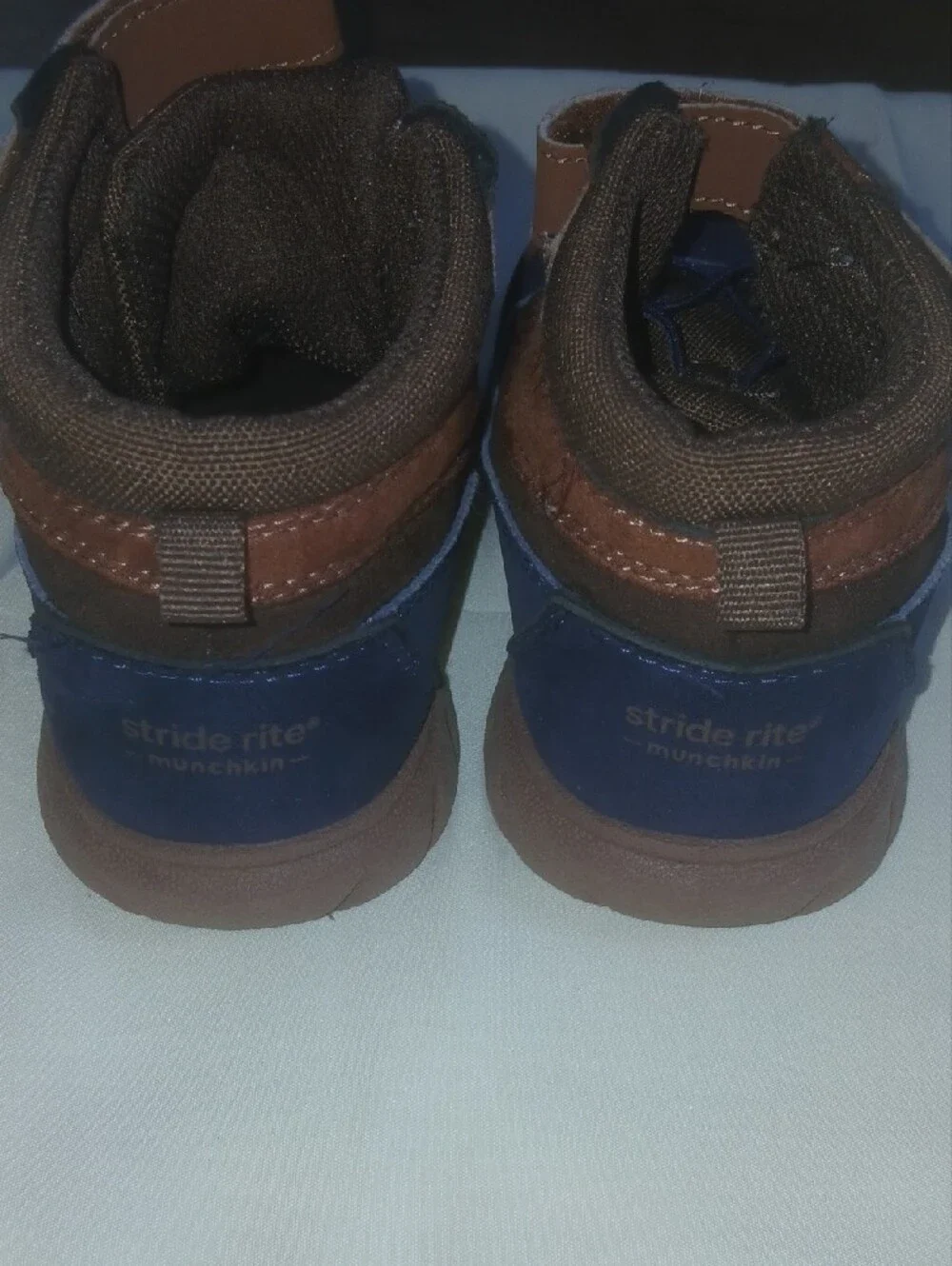 Kids Brown and Navy Trek Boots with Easy Fasten Strap